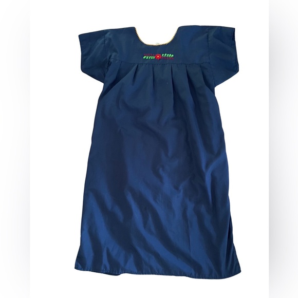 Mexican Wedding Dress NEW Navy Blue Embroidered XL Multicolor Midi - Picture 4 of 9